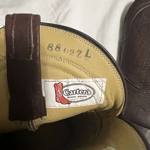 Carter's Handmade Boots Men's Size 8.5C Tatanka Chocolate Buffalo Leather Boots. - Picture 9 of 9